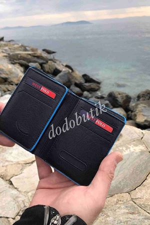 Mavi Kenar Hakiki Deri Tarz Cüzdan 250 