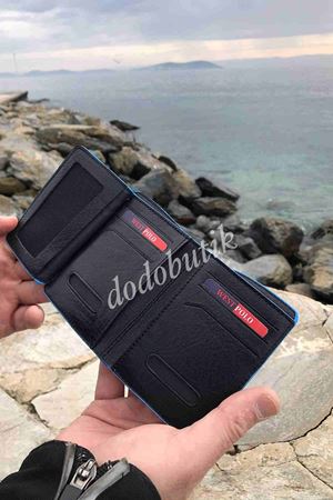 Mavi Kenar Hakiki Deri Tarz Cüzdan 250 