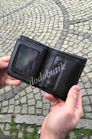 Siyah Hakiki Deri Tarz Cüzdan 1108