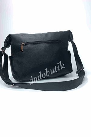 Siyah Yıkama Deri Omuz Çantası M-101