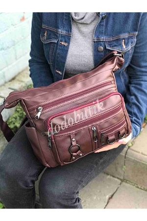 Bordo Yıkama Deri Omuz Çantası M-101