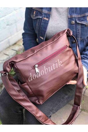 Bordo Yıkama Deri Omuz Çantası M-101