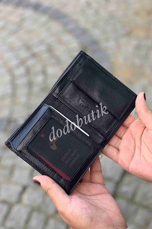 Siyah Hakiki Deri Tarz Cüzdan 1143