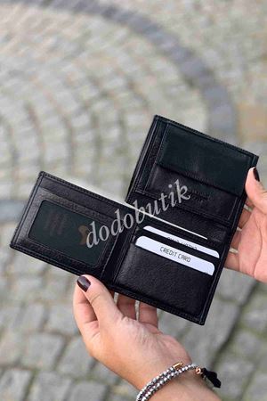 Siyah Hakiki Deri Tarz Cüzdan 1143