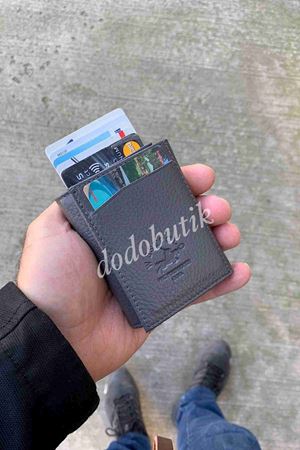 Hakiki Deri Gri Akıllı Cüzdan WP5550