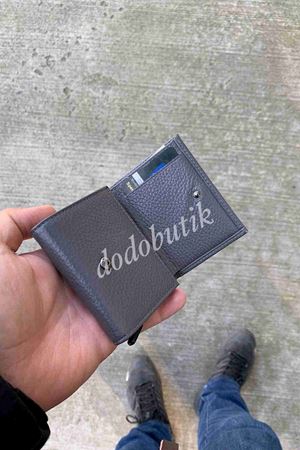 Hakiki Deri Gri Akıllı Cüzdan WP5550