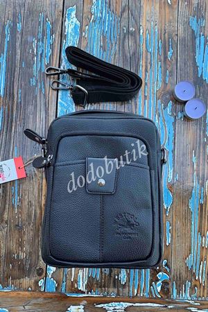 Siyah Deri Postacı Çantası 6013