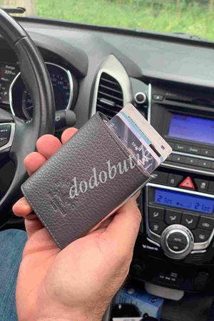 Hakiki Deri Gri Akıllı Cüzdan 5540   