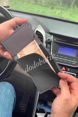 Hakiki Deri Gri Akıllı Cüzdan 5540   