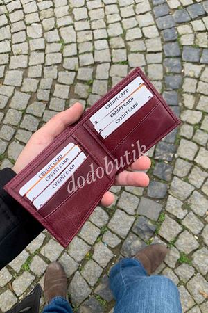 Bordo Hakiki Deri Tarz Cüzdan 595C