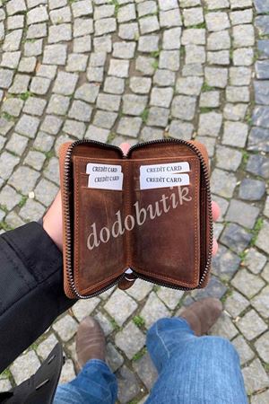 Eskitme Taba Hakiki Deri Tarz Cüzdan 1695c