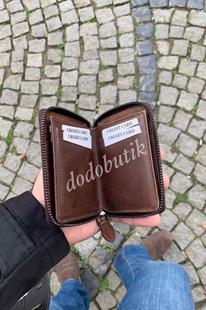 Eskitme Kahverengi Hakiki Deri Tarz Cüzdan 1695c