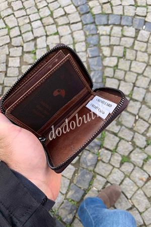 Eskitme Kahverengi Hakiki Deri Tarz Cüzdan 1695c