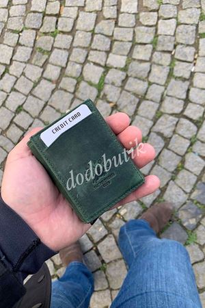 Eskitme Deri Koyu Yeşil Akıllı Cüzdan DD5550C