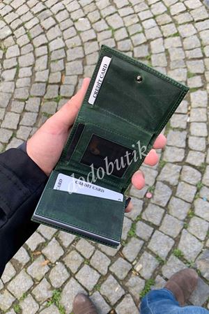 Eskitme Deri Koyu Yeşil Akıllı Cüzdan DD5550C