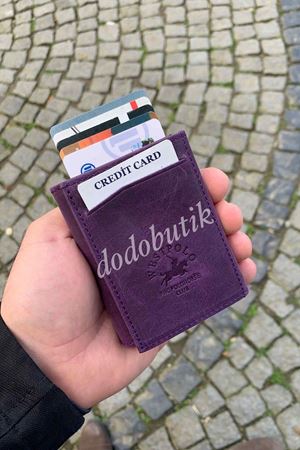 Eskitme Deri Mor Akıllı Cüzdan 5550C