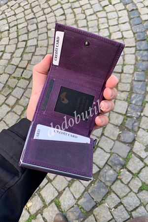 Eskitme Deri Mor Akıllı Cüzdan 5550C