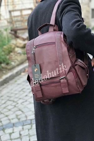 Bordo Yıkama Deri Sırt Çantası M-510
