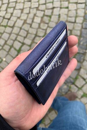 Lacivert Crazy Deri Tarz Cüzdan 762  