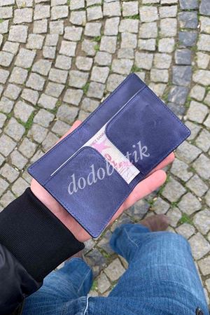 Lacivert Crazy Deri Tarz Cüzdan 762  