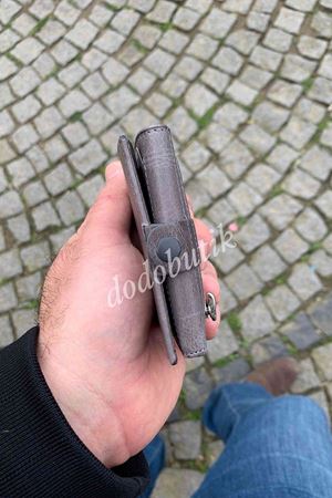 Gri Crazy Deri Tarz Cüzdan 781