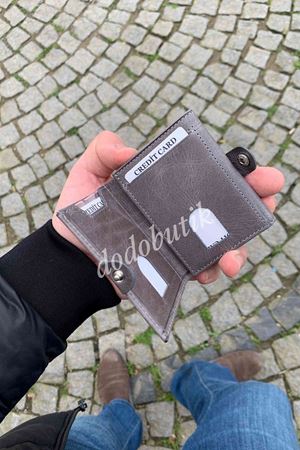 Gri Crazy Deri Tarz Cüzdan 781