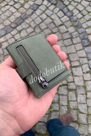 Yeşil Crazy Deri Tarz Cüzdan 781 