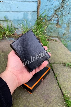 Siyah Hakiki Deri Bozuk Para Gözlü Cüzdan DD79