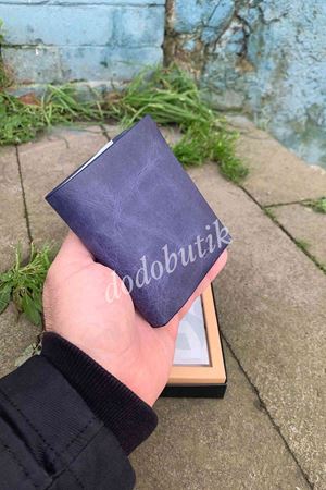 Hakiki Deri Mıknatıslık Lacivert Cüzdan DDG1745