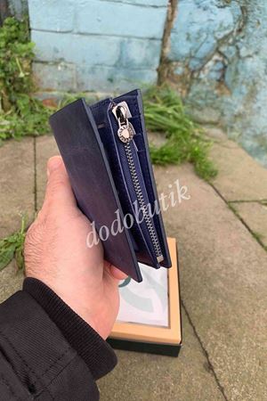 Hakiki Deri Mıknatıslık Lacivert Cüzdan DDG1745
