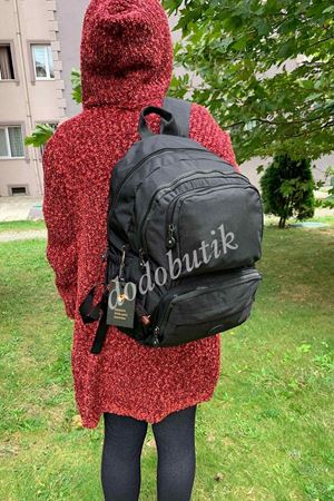 Suya Dayanıklı Siyah Sırt Çantası - 8813