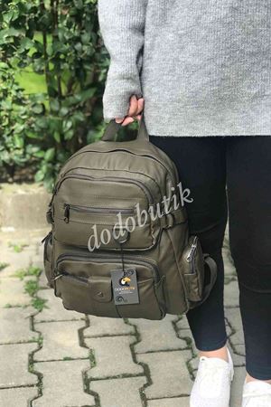 Yıkanmış Deri Yeşil Sırt Çantası M-501