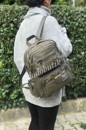 Yıkanmış Deri Yeşil Sırt Çantası M-501