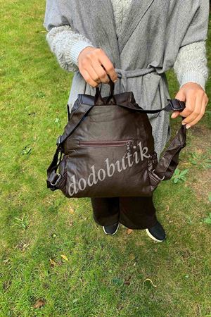 Yıkama Deri  Sırt Çantası 17B