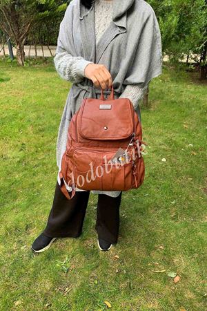 Yıkama Deri  Sırt Çantası 17B