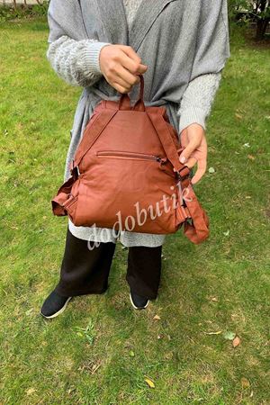 Yıkama Deri  Sırt Çantası 17B