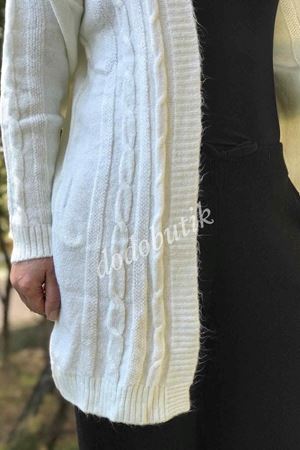 Saç Örgülü Triko Hırka 