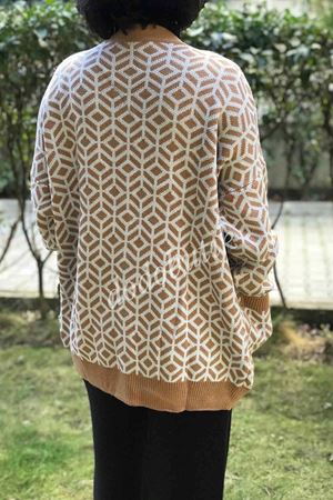 Oversize Desenli Hırka