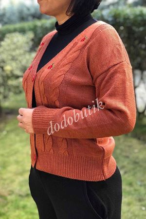 Çiçek Desenli Triko Hırka