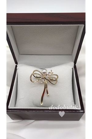 Taşlı Gold Çelik Broş DB4585