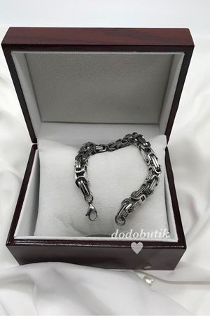 Gümüş Renk Örgülü Zincir Bileklik  EB9677