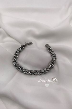 Gümüş Renk Örgülü Zincir Bileklik  EB9677