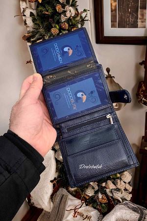 Hakiki Deri Lacivert Cüzdan WP003  