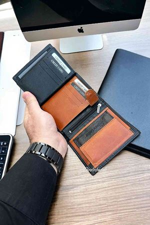 Siyah-Taba Hakiki Deri Klasik Cüzdan DD02 