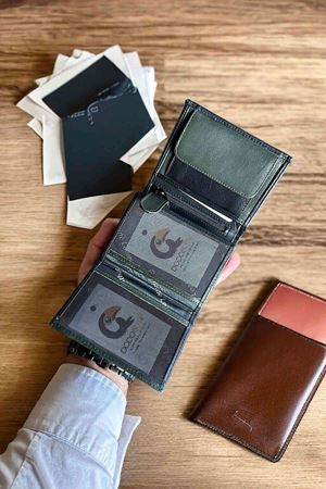 Siyah-Yeşil Hakiki Deri Klasik Cüzdan DD02