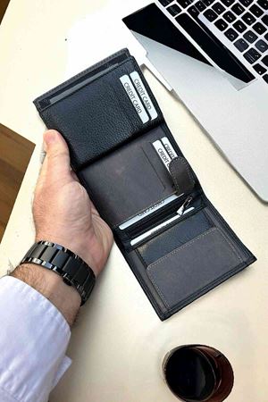 Siyah-Koyu Gri Hakiki Deri Klasik Cüzdan DD02