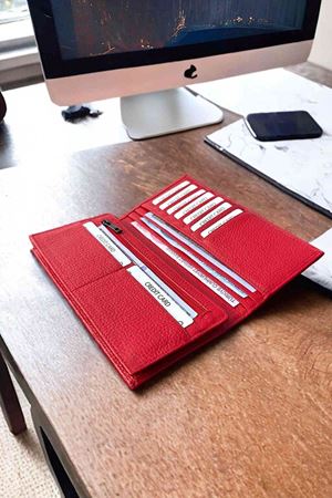 Hakiki Deri Telefonlu Kırmızı Cüzdan  877