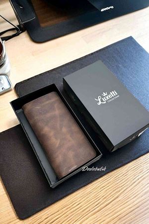 Hakiki Deri Telefon Gözlü Mıknatıslı Kahverengi Cüzdan DD2727