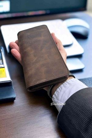 Hakiki Deri Telefon Gözlü Mıknatıslı Kahverengi Cüzdan DD2727