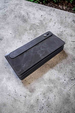 Hakiki Deri Telefon Gözlü Mıknatıslı Gri Cüzdan DD2725